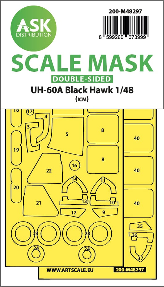 Art Scale 200-M48297 1:48 Sikorsky UH-60A Black Hawk Wheel & Canopy Mask