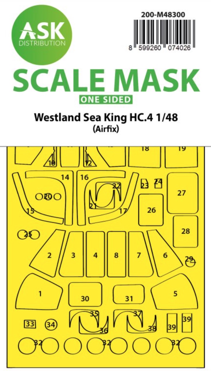 Art Scale 200-M48300 1:48 Westland Sea King HC.4 canopy frame paint mask