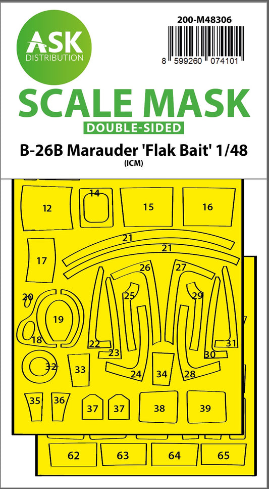 Art Scale 200-M48306 1:48 Martin B-26B Marauder "Flak Bait" canopy mask