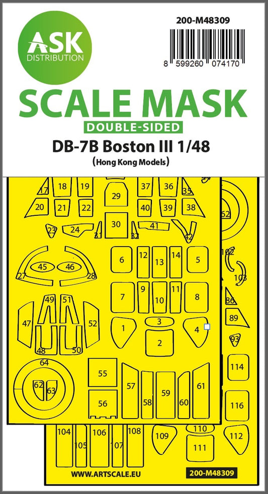 Art Scale 200-M48309 1:48 DB-7B Boston III Double-Sided Clear/Wheel Mask