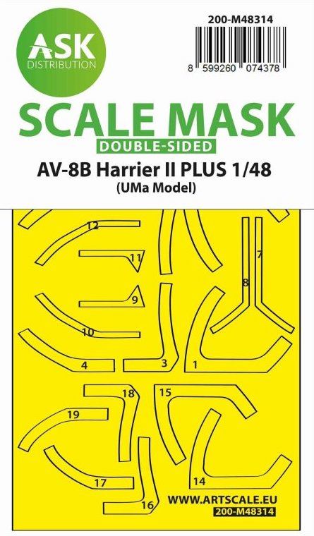 Art Scale 200-M48314 1:48 AV-8B Harrier II PLUS Canopy Frame Paint Mask