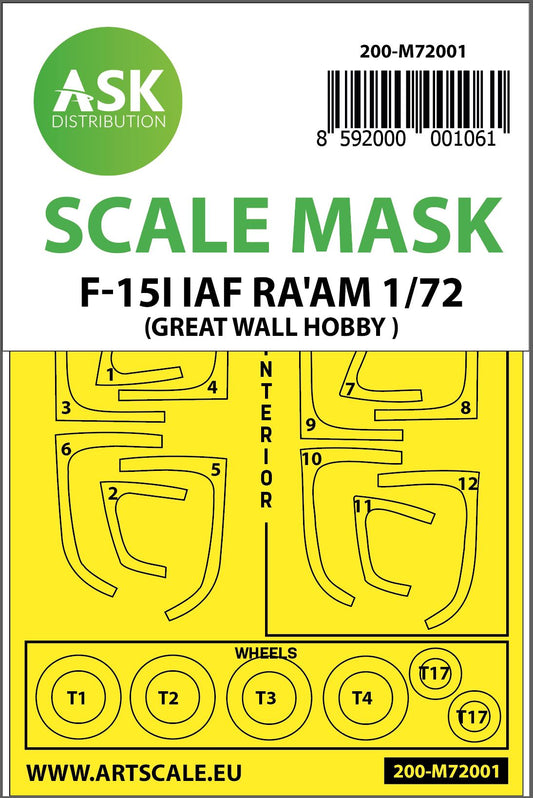 Art Scale 200-M72001 1:72 F-15I Eagle IAF RA'AM Wheel & Canopy Paint Masks