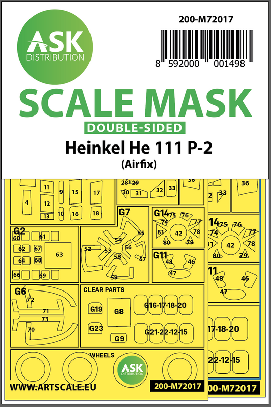 Art Scale 200-M72017 1:72 Heinkel He-111P-2 Kabuki Wheel & Canopy Masks
