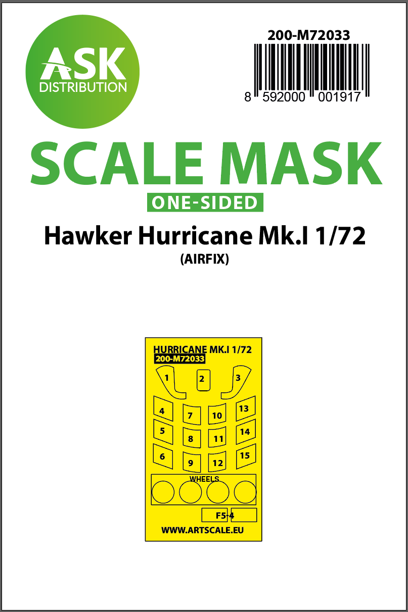 Art Scale 200-M72033 1:72 Hawker Hurricane Mk.I wheels & canopy masks