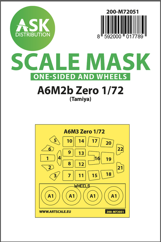 Art Scale 200-M72051 1:72 Mitsubishi A6M2b Zero wheels & canopy masks