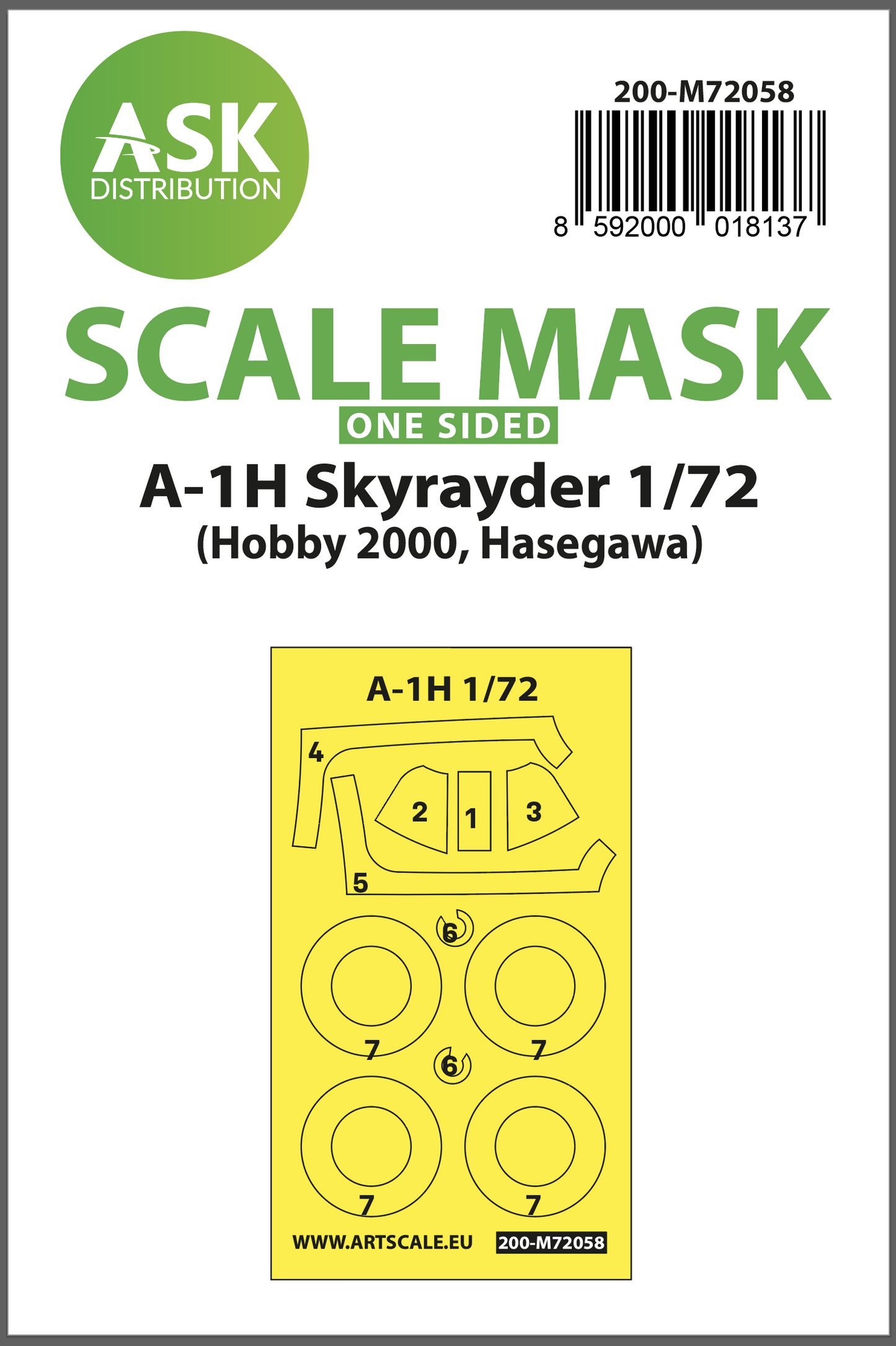 Art Scale 200-M72058 1:72 Douglas A-1H Skyraider one-sided painting
