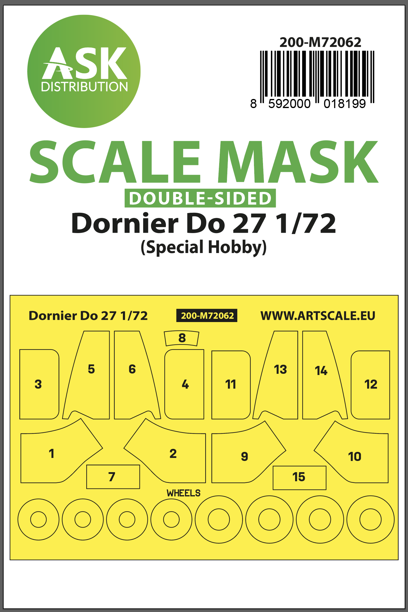 Art Scale 200-M72062 1:72 Dornier Do-27 double-sided pre-cut mask