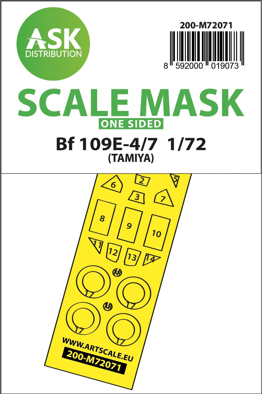 Art Scale 200-M72071 1:72 Bf-109E-4/7 Wheel & Canopy Paint Masks