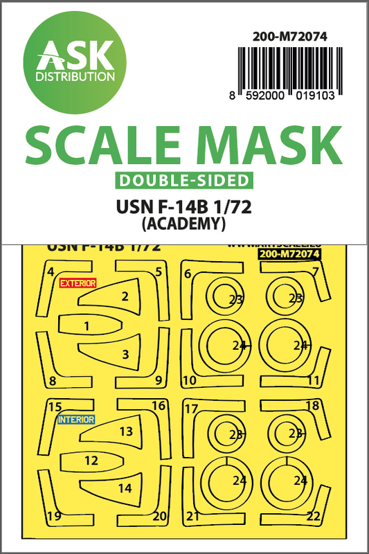 Art Scale 200-M72074 1:72 F-14B Tomcat Wheel & Double-Sided Express Mask