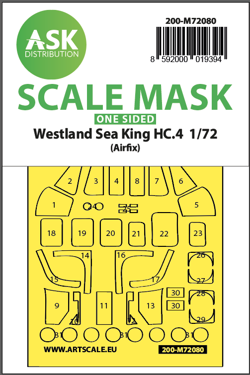 Art Scale 200-M72080 1:72 Westland Sea King HC.4 wheels & canopy masks