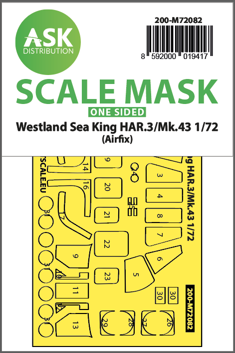 Art Scale 200-M72082 1:72 Westland Sea King HAR.3/Mk.43 canopy frame paint mask