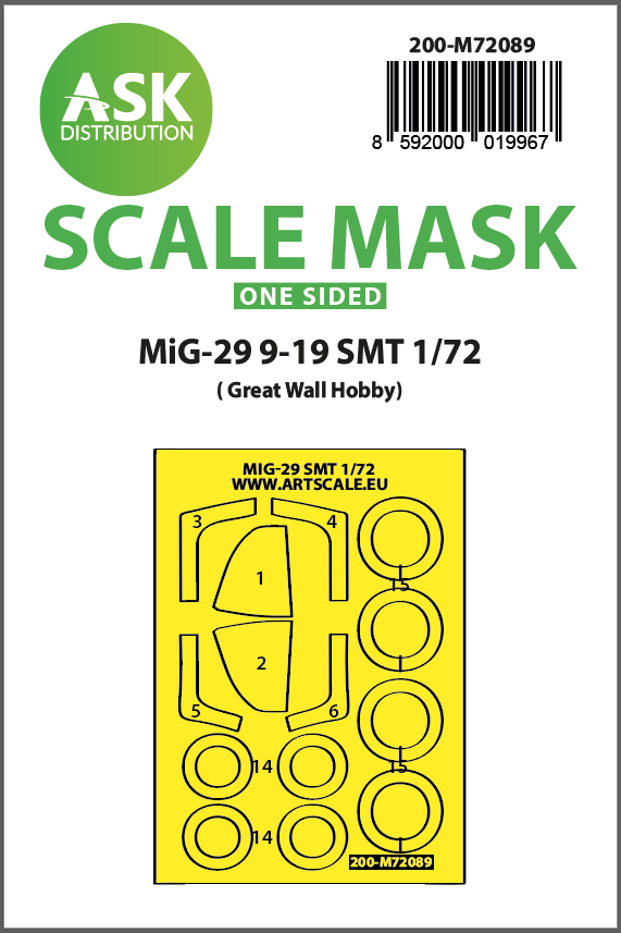 Art Scale 200-M72089 1:72 Mikoyan MiG-29 9-19 SMT wheels & canopy masks