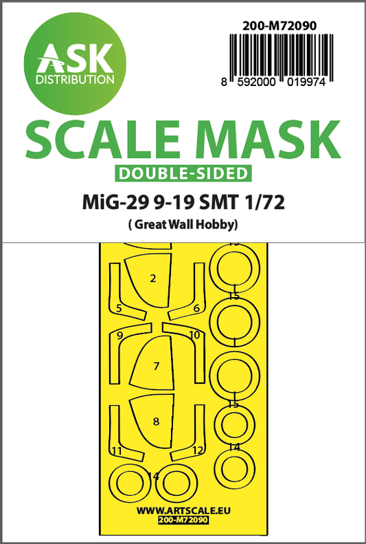 Art Scale 200-M72090 1:72 Mikoyan MiG-29 9-19 SMT wheels & canopy mask