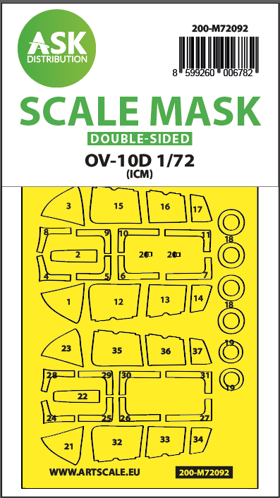 Art Scale 200-M72092 1:72 North-American/Rockwell OV-10D Wheel & Canopy Mask