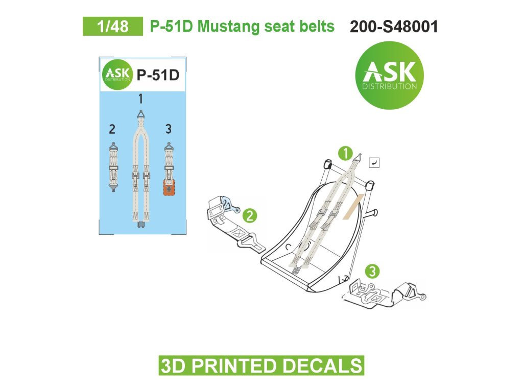 Art Scale 200-S48001 1:48 North-American P-51D Mustang seat belts