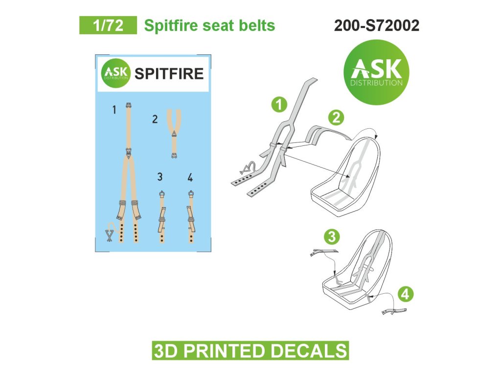 Art Scale 200-S72002 1:72 Supermarine Spitfire seat belts