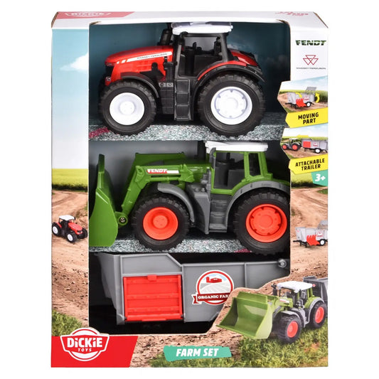 Dickie Toys Farm Vehicle Set 3-Pack w/Fendt & Massey Ferguson Tractors Age 3+