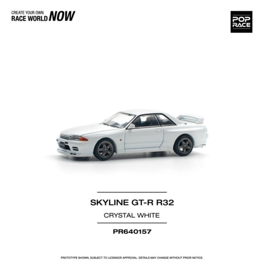 Pop Race Nissan Skyline GT-R R32 Crystal White 1:64 Diecast Model 640157