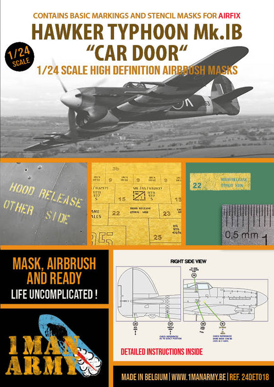1ManArmy 24DET018 1:24 Hawker Typhoon Mk.IB Airbrush Mask Set