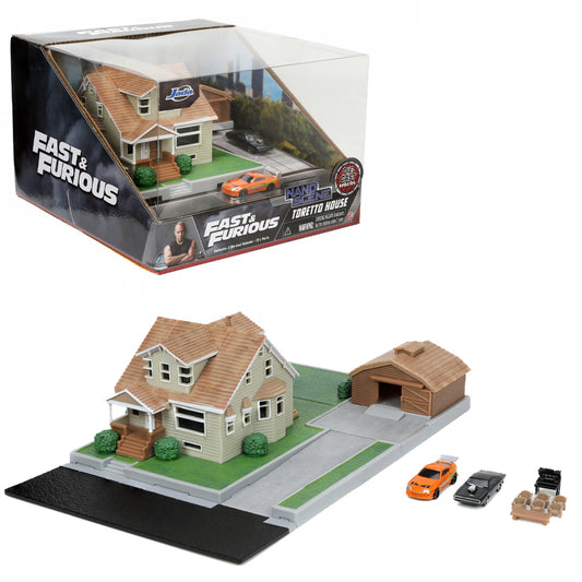 Jada Nano Scene Fast & Furious - Dom's House w/Diecast Cars 253203081