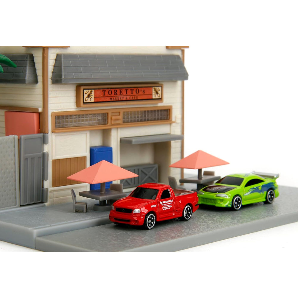 Jada Nano Scene Fast & Furious - Toretto's Café w/Diecast Cars 253203095