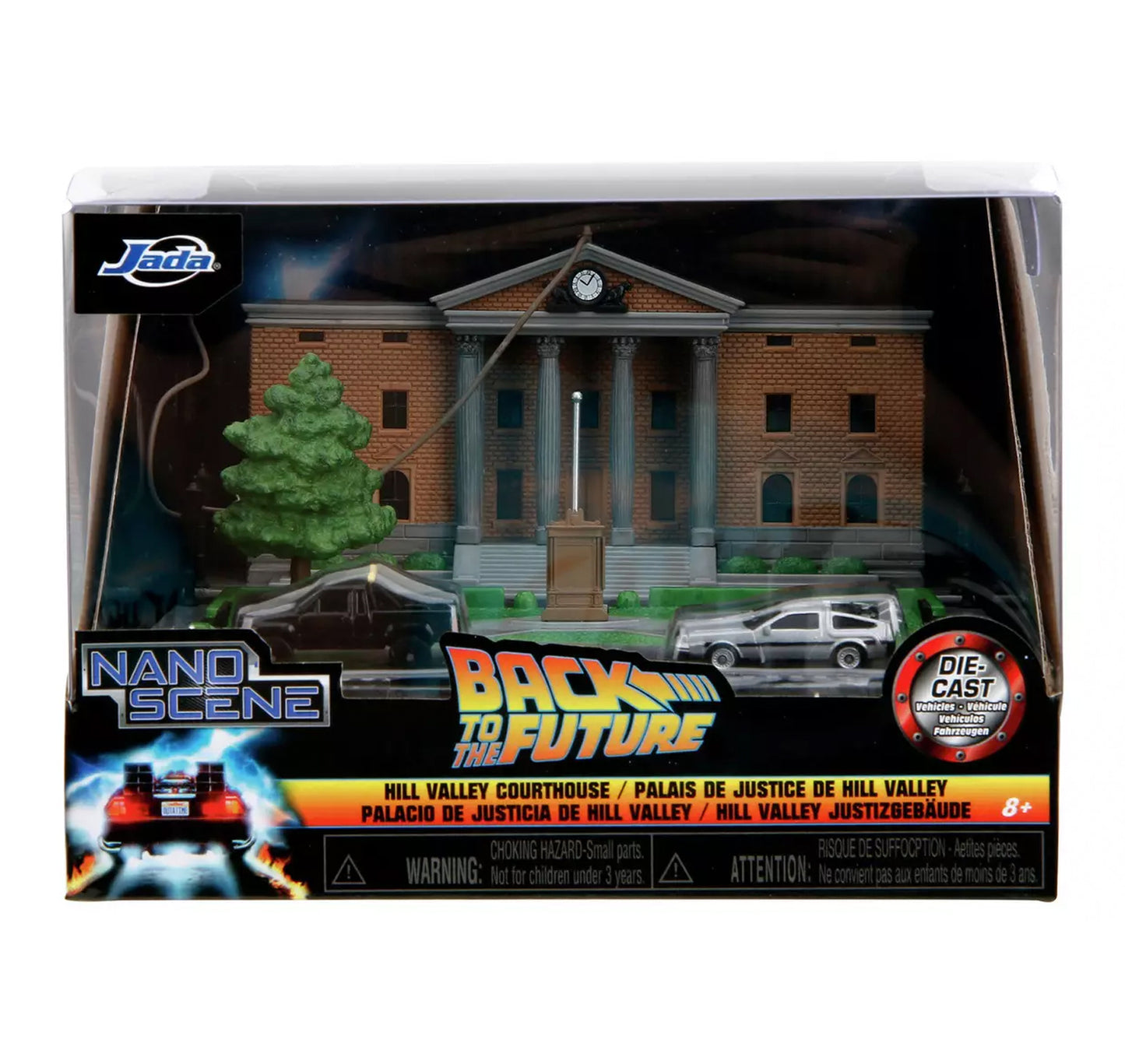 Jada Back to the Future: Clock Tower Nano Scene w/DeLorean & Toyota SR5 Cars