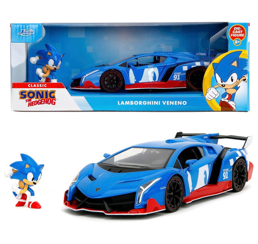 Jada Sonic Lamborghini Veneno w/Figure 1:24 Diecast Car