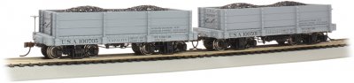 Bachmann USA 18' Low Side Gondolas USA #100501 & #100705 Grey (2/Box) On30 26532