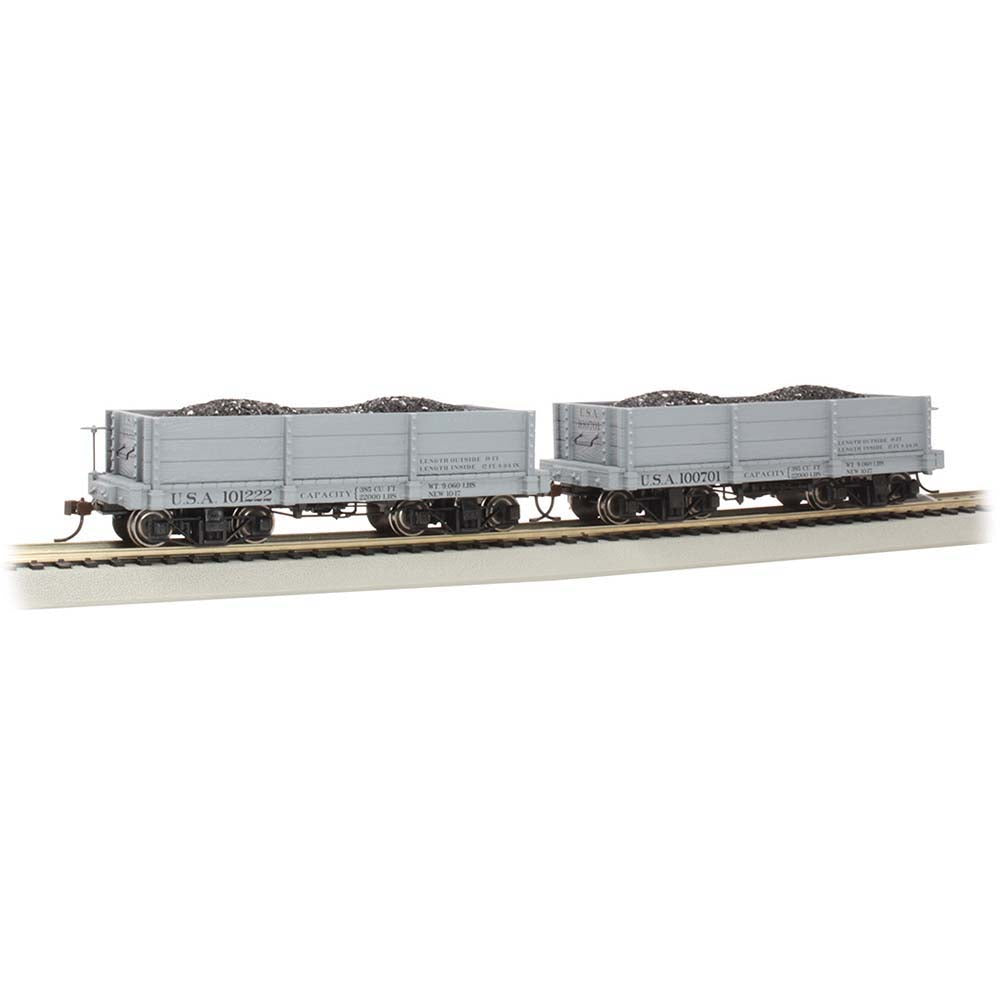 Bachmann USA 18' Low Side Gondolas USA #100701 & #101222 Grey (2/Box) On30 26533