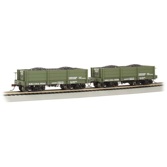 Bachmann USA 18' Low Side Gondolas US QM #121235 & #121247 Green (2/Box) On30 26534