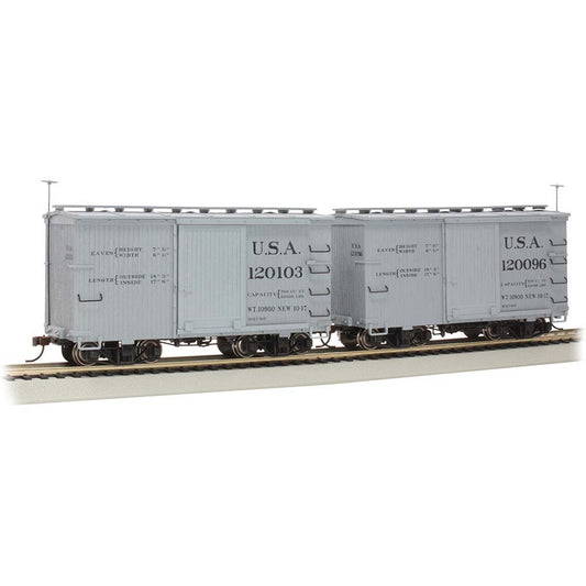 Bachmann USA 18' Box Cars with Murphy Roof USA #120096 & #120103 Grey (2/Box) On30 26555