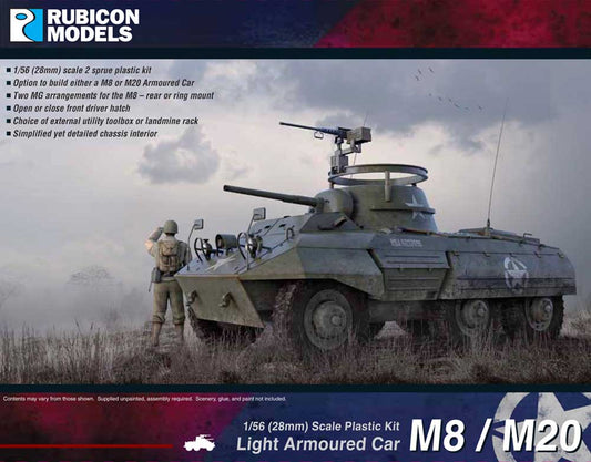 Rubicon Models 280028 M8 / M20 Armoured Car 1:56 Plastic Model Kit