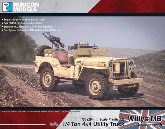 Rubicon Models 280050 Willys Mb ¼ Ton 4X4 Truck - Commonwealth 1:56 Model Kit