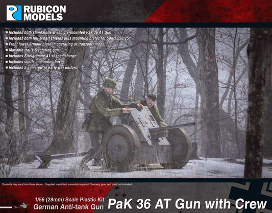 Rubicon Models 280057 Pak 36 At Gun With Crew 1:56 Plastic Model Kit