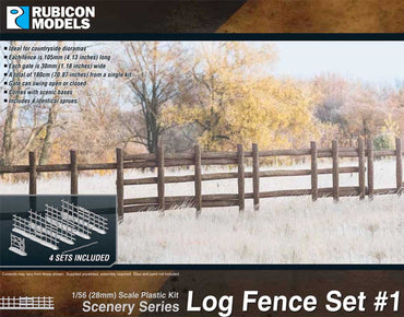 Rubicon Models 283001 Log Fence Set #1 1:56 Plastic Model Kit