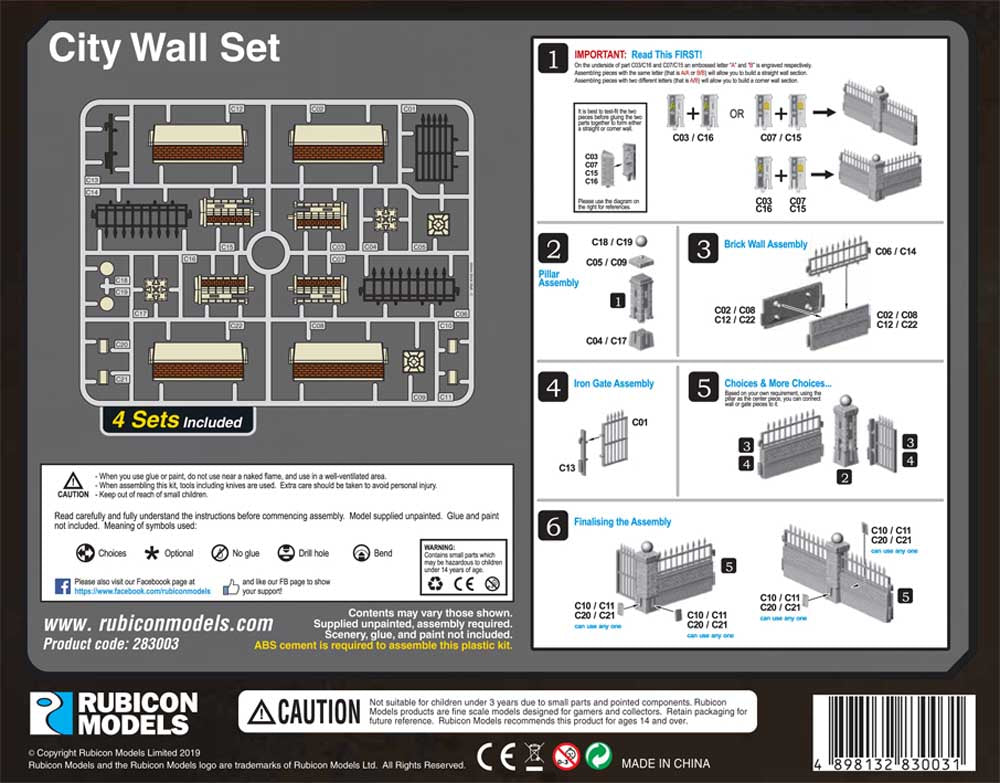 Rubicon Models 283003 City Wall Set 1:56 Plastic Model Kit