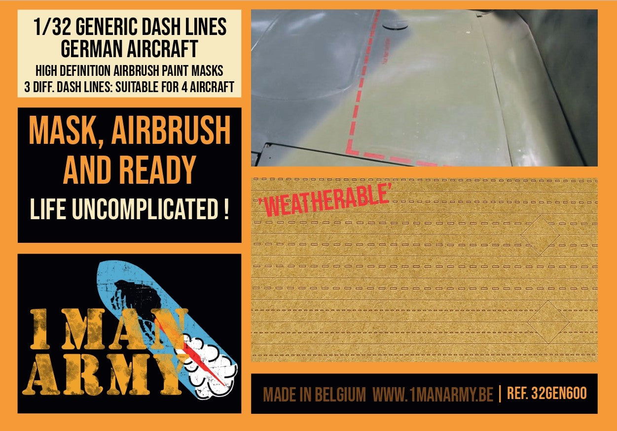 1ManArmy 32GEN600 1:32 German Aircraft DASHED LINES SET