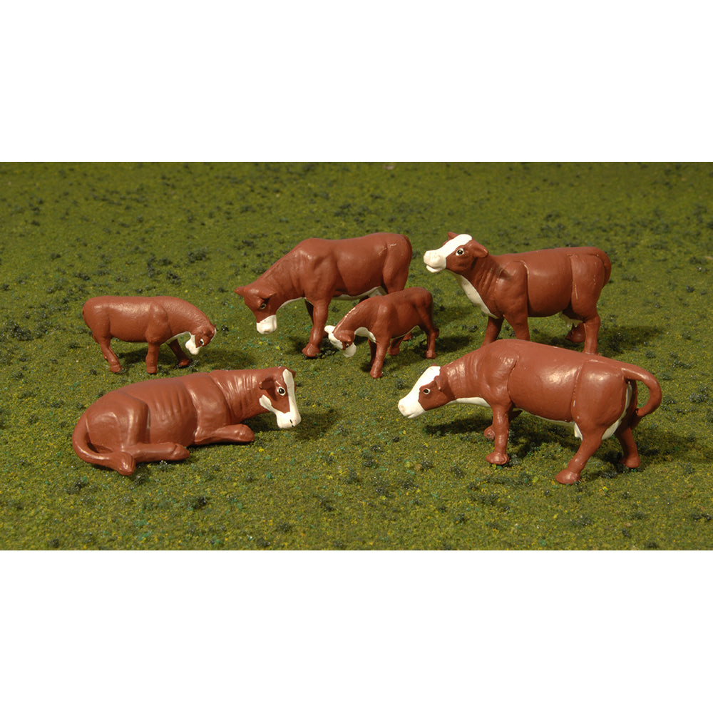 Bachmann USA Cows - Brown & White (6/Pack) HO Gauge 33102
