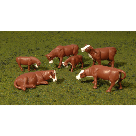 Bachmann USA Cows - Brown & White (6/Pack) HO Gauge 33102