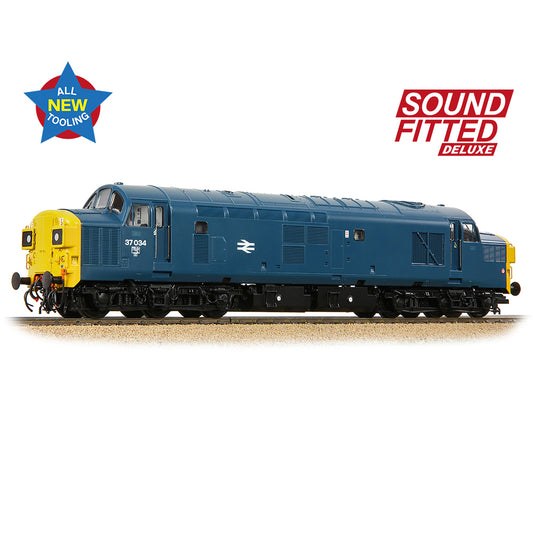 Bachmann Branchline 35-301SFX Class 37/0 Split Headcode 37034 BR Blue Loco