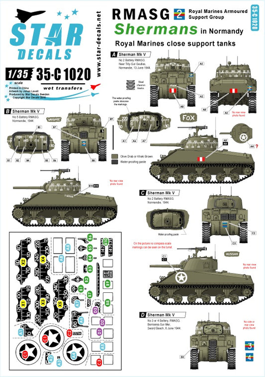 Star Decals 35-C1020 1:35 RMASG Shermans