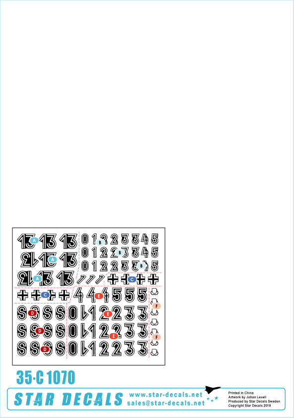 Star Decals Generic Turret Numbers & Insignias 1943-44 1:35