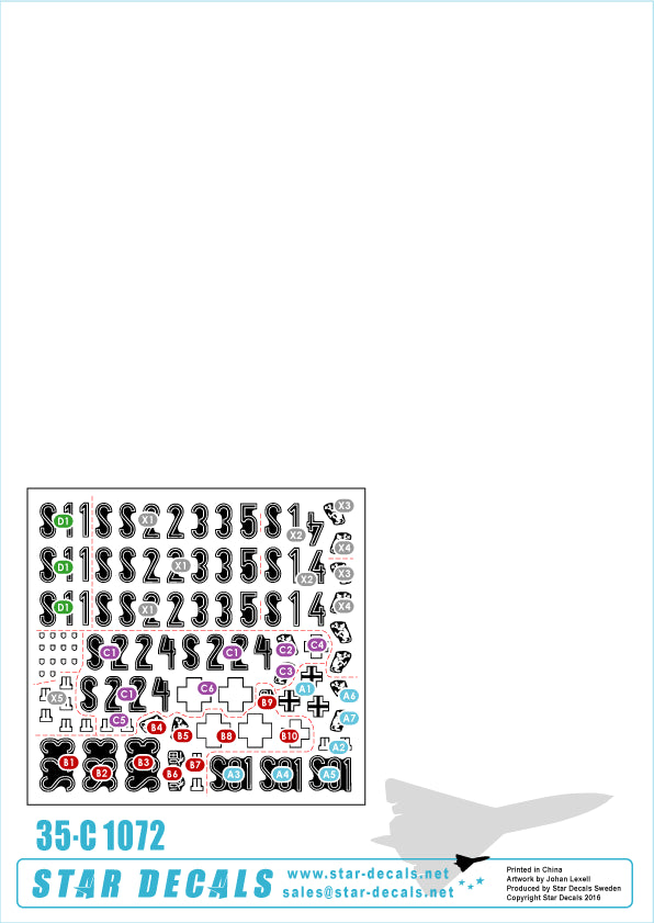 Star Decals Generic Numbers & Insignias Summer 1943-44 1:35