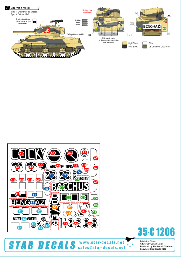Star Decals 35-C1206 1:35 Sherman Mk.III