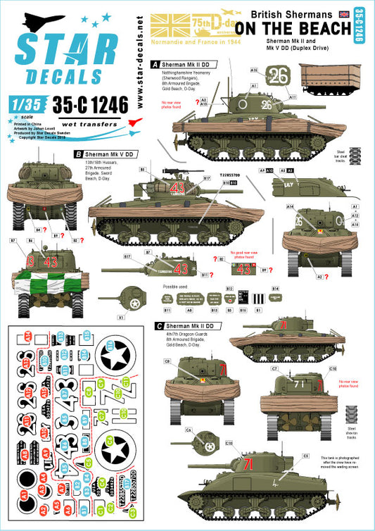 Star Decals 35-C1246 1:35 British Shermans on the beach