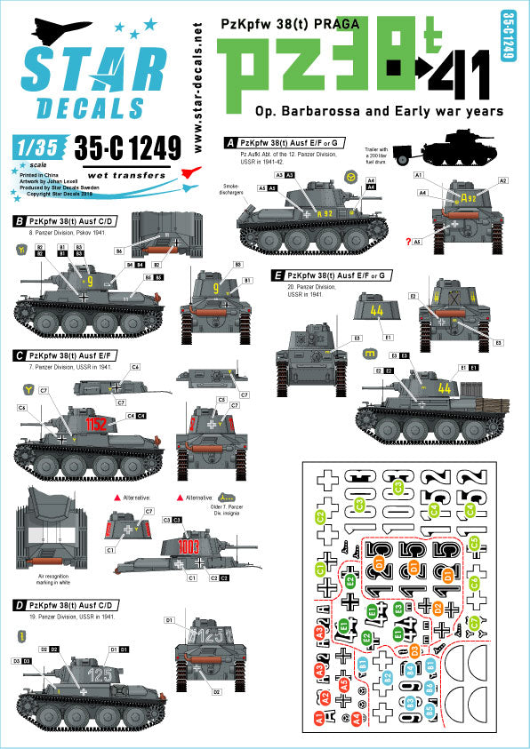 Star Decals 35-C1249 1:35 Pz.Kpfw 38