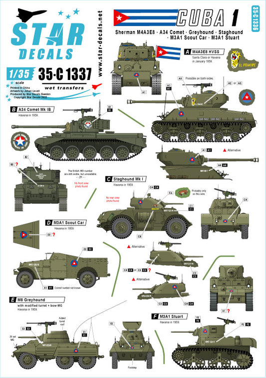 Star Decals 35-C1337 1:35 Tanks & AFVs in Cuba # 1