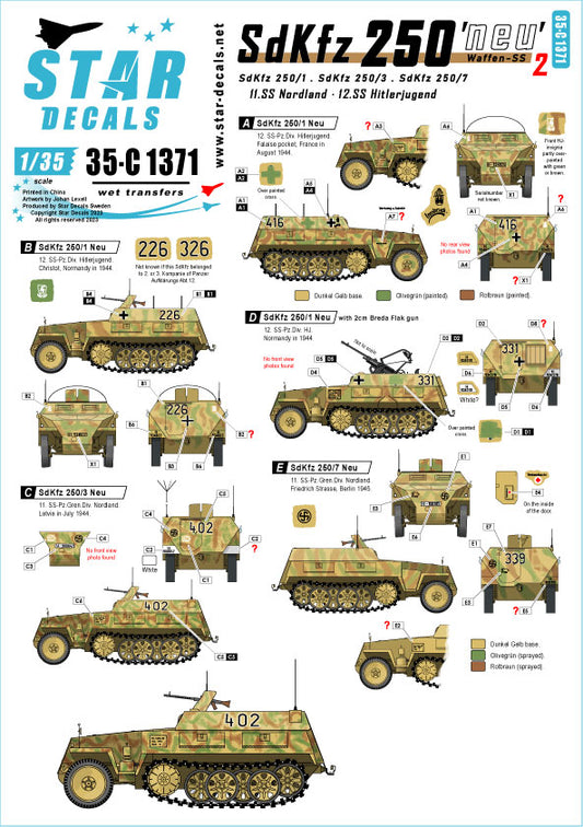 Star Decals Sd.Kfz.250 'Neu' #2 Sd.Kfz.250/1 /3 /7 1:35
