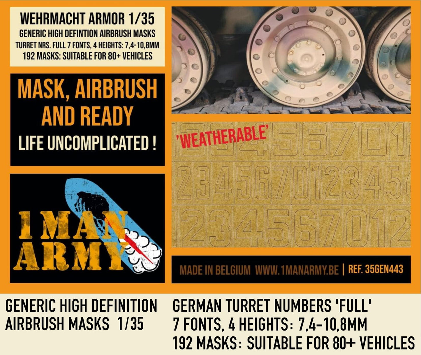1ManArmy 35GEN443 GERMAN Turret Numbers Full 1 1:35 Generic