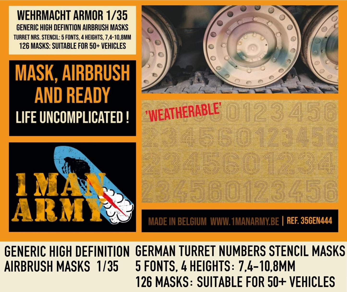 1ManArmy 35GEN444 GERMAN Turret Numbers Stencil 1:35 Generic